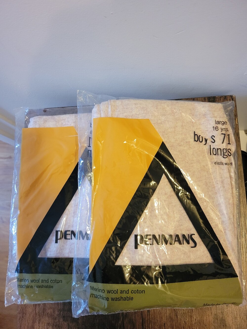 Vintage Penmans Boys Long Underwear Merino Wool Blend Size L (16 Yrs) NIP 2-Pack